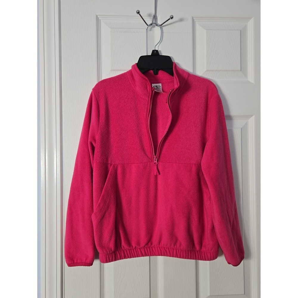 Athletic Works Girls 3/4 Zip‎ Fleece Jacket Size Large (10/12). Pink
